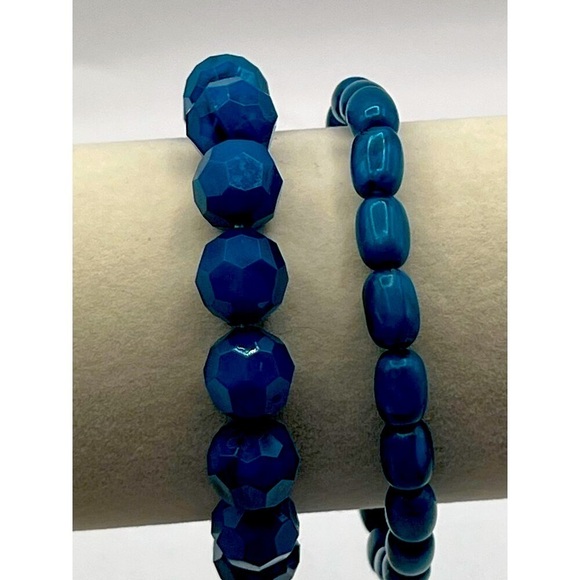 Blue Beaded Necklace & Bracelet Set For Women Opalite & Glass Beads - Picture 5 of 7